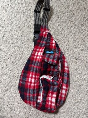 Kavu Red Black White Plaid Sling Bag